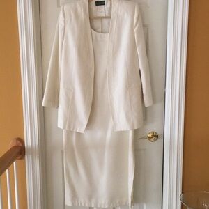 White Harve Bernard dress and jacket set